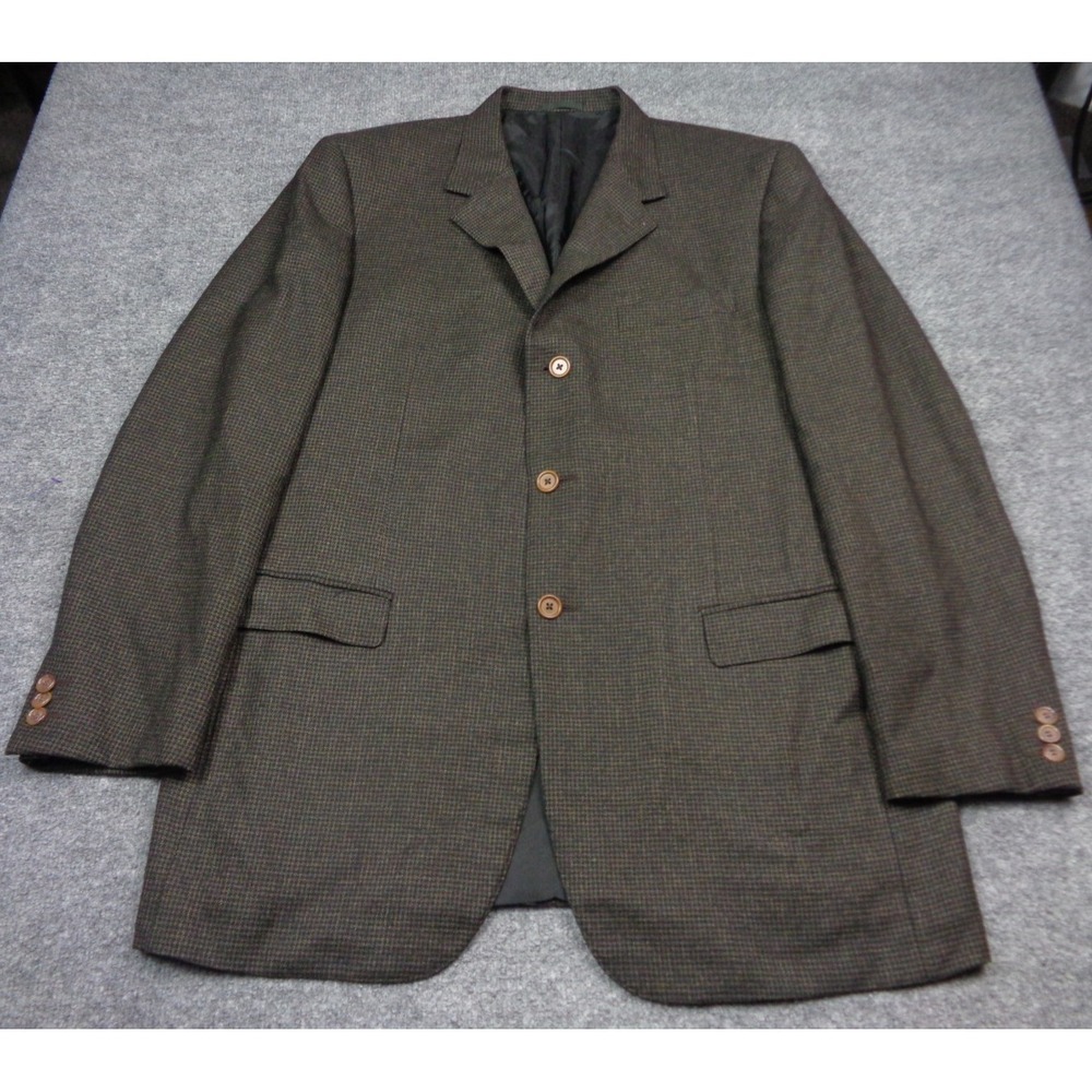 Loro Piana Mabrouomo Blazer Mens 46L Brown Merino Wool Houndstooth Italy